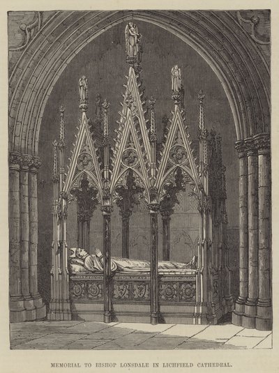 Gedenkteken voor bisschop Lonsdale in de kathedraal van Lichfield (gravure) door English School