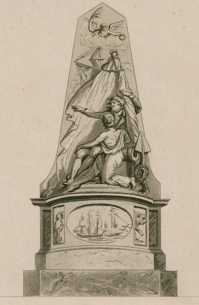 Gedenkteken voor Kapitein Edward Cooke, Westminster Abbey, Londen door English School