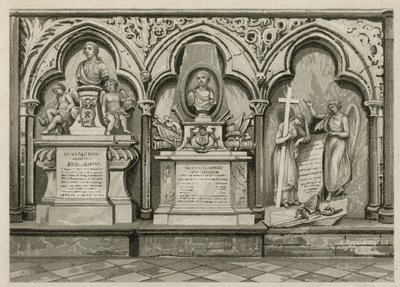 Gedenktekens en standbeelden in Westminster Abbey, Londen door English School