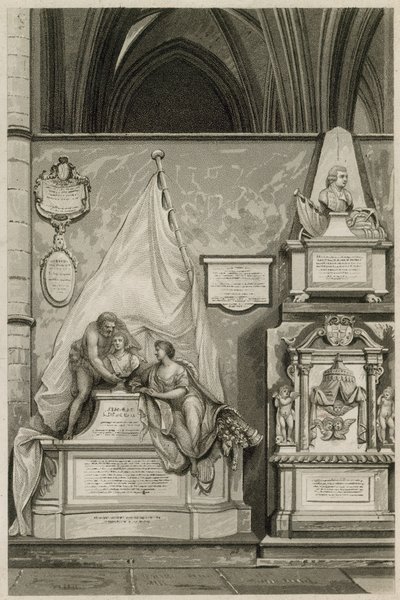 Gedenktekens en standbeelden in Westminster Abbey, Londen door English School