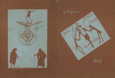 Menu voor een banket ter ere van Henry Irving, Pen and Pencil Club, Glasgow, 15 september 1887 door English School