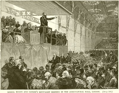 Revivalistische Bijeenkomst van de Heren Moody en Sankey in de Agricultural Hall, Londen door English School