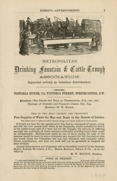 Metropolitan Drinking Fountain & Cattle Trough Association door English School