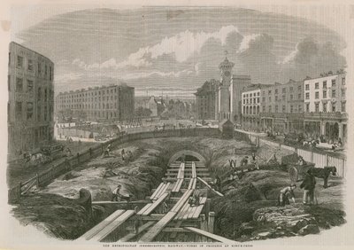 Metropolitan Railway Werken bij Kings Cross door English School