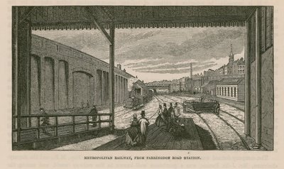 Metropolitan Railway vanaf Farringdon Road station door English School