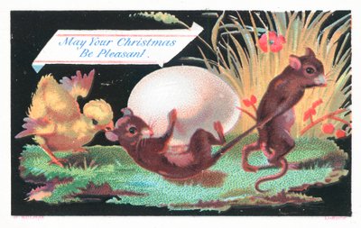 Muizen, kuiken en ei, Kerstkaart door English School