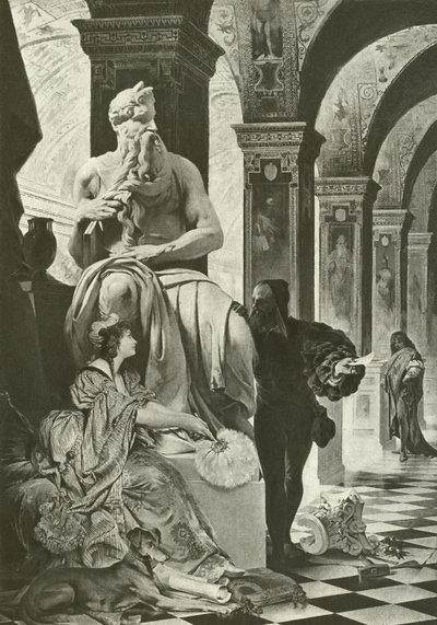 Michael Angelo en Vittoria Colonna (gravure) door English School