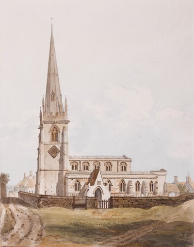 Zuidelijk uitzicht op de kerk van Middleton Cheney, c.1820 door English School