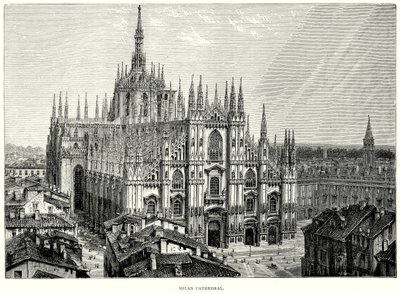 Kathedraal van Milaan (gravure) door English School