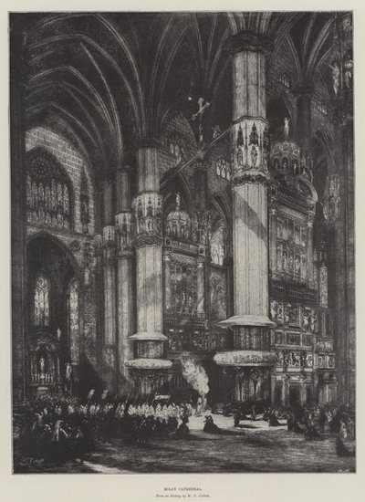 Kathedraal van Milaan (litho) door English School