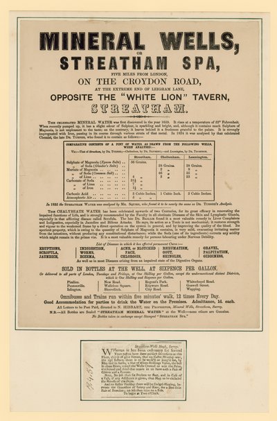 Minerale Bronnen of Streatham Spa door English School