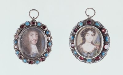 Miniaturen van Karel II en Catharina van Braganza door English School