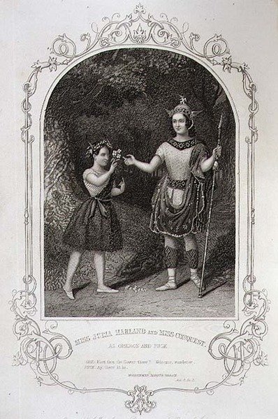 Miss Julia Harland en Miss Conquest als Oberon en Puck, Act II Scene 2 van 