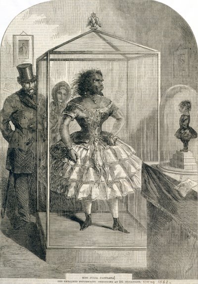 Miss Julia Pastrana, De Gebalsemde Onbeschrijfelijke, Tentoonstelling op 191 Piccadilly, 1862 door English School