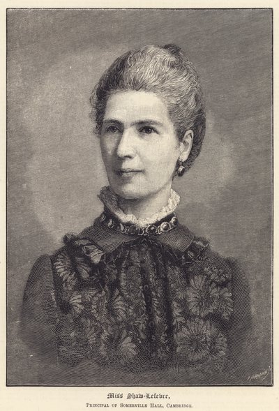 Miss Shaw-Lefevre, directeur van Somerville Hall, Cambridge door English School