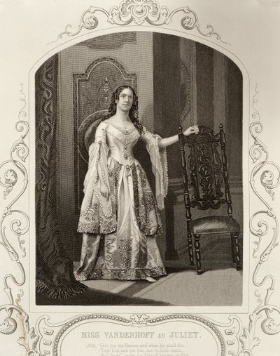 Miss Vandenhoff als Julia, Act III Scene 1 van Romeo en Julia, van een daguerreotype, uitgegeven door John Tallis & Co. door English School