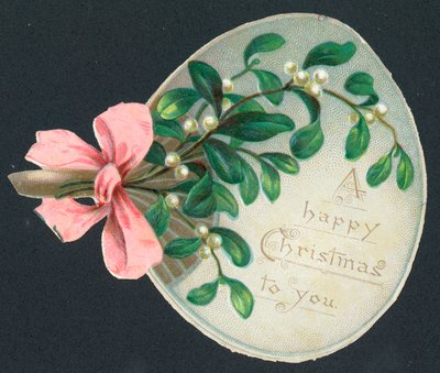 Maretak waaier, kerstkaart door English School