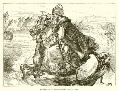 Mohammed II moedigt zijn zeelieden aan door English School