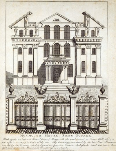 Monmouth House, Soho Square, uitgegeven door N. Smith, Gt Mays Buildings, 11 januari 1791 door English School