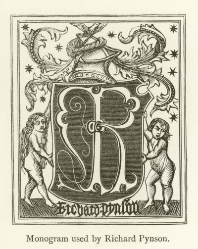 Monogram gebruikt door Richard Pynson door English School