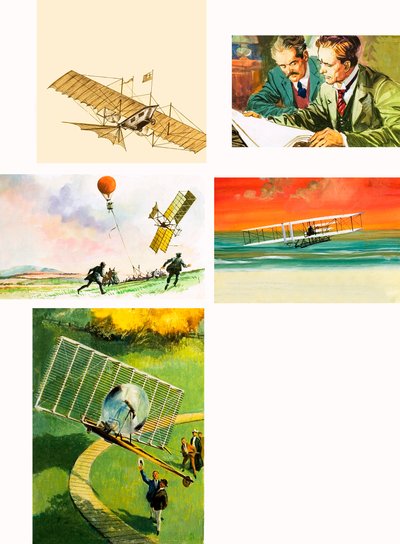 Montage van vroege vluchten inclusief de gebroeders Wright door English School