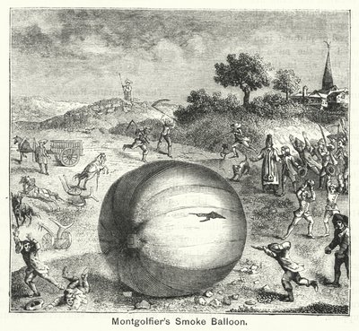 Montgolfiers rookballon (gravure) door English School