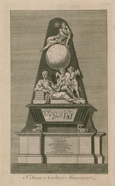 Monument van Sir Isaac Newton in Westminster Abbey door English School