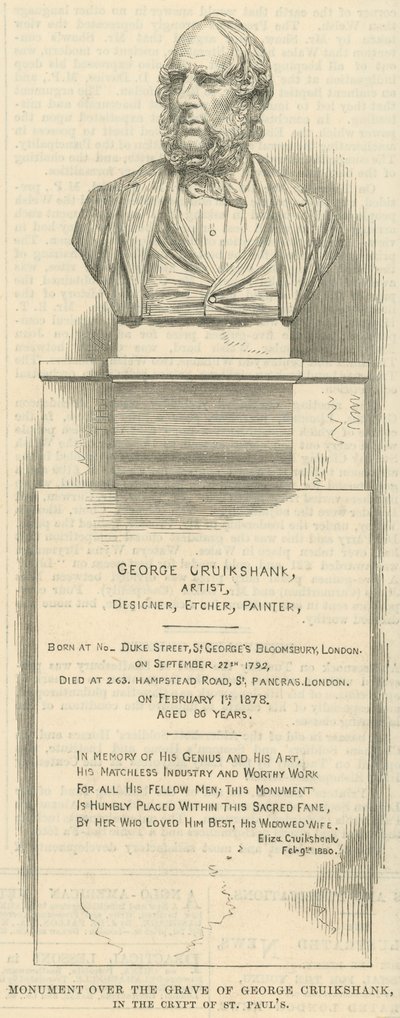 Monument op het graf van kunstenaar George Cruikshank door English School
