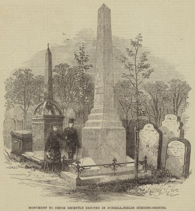 Monument voor Defoe, onlangs opgericht op Bunhill-Fields begraafplaats door English School