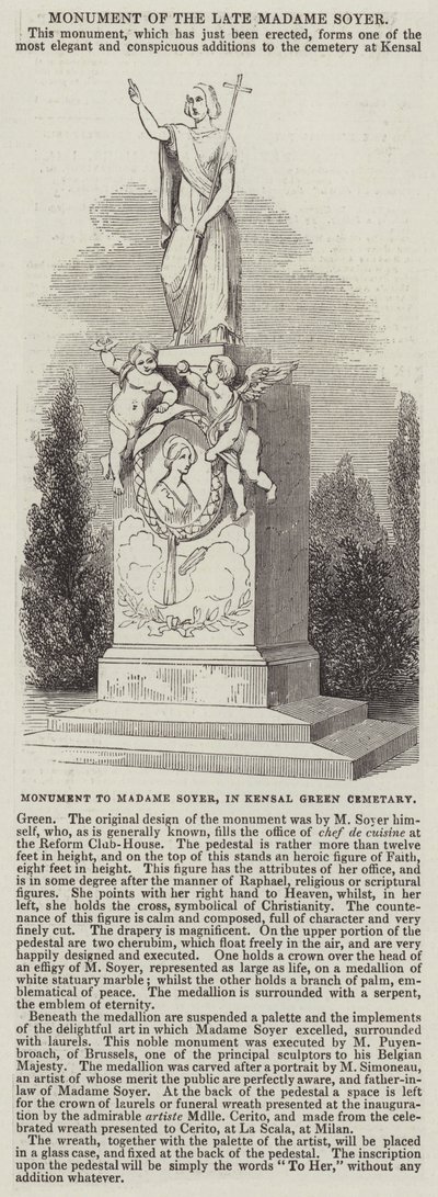 Monument voor Madame Soyer, op Kensal Green Cemetery door English School