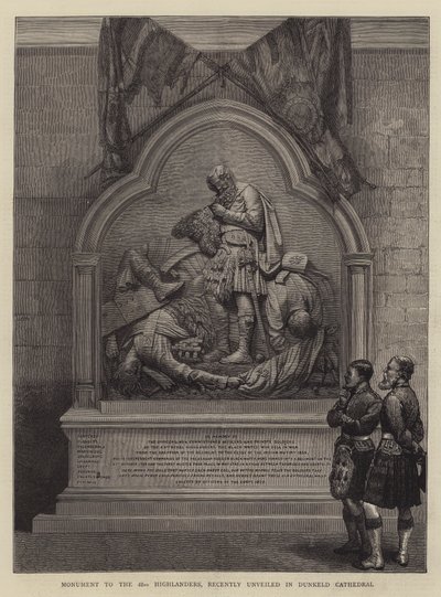 Monument voor de 42e Highlanders, onlangs onthuld in de kathedraal van Dunkeld door English School