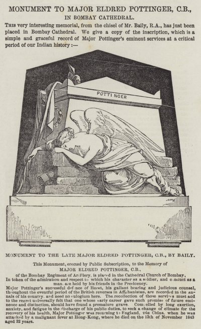 Monument voor wijlen Majoor Eldred Pottinger, CB, door Baily door English School