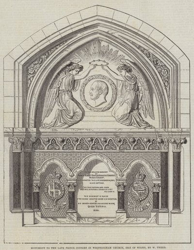 Monument voor de overleden prins-gemaal in Whippingham Church, Isle of Wight, door W Theed (gravure) door English School
