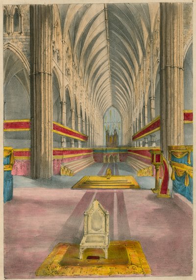 Morgans Dioramisch Uitzicht op de Kroning in Westminster Abbey, 28 juni 1838, Londen door English School