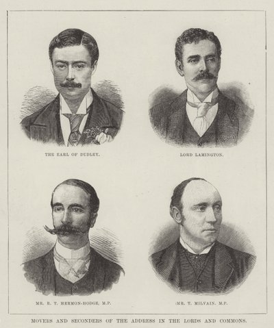 Voorstellers en ondersteuners van het adres in de Lords en Commons (gravure) door English School