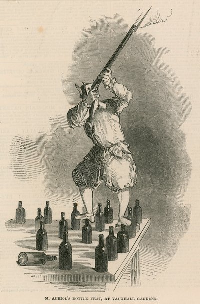 Mr Auriols flesprestatie in Vauxhall Gardens, Londen door English School