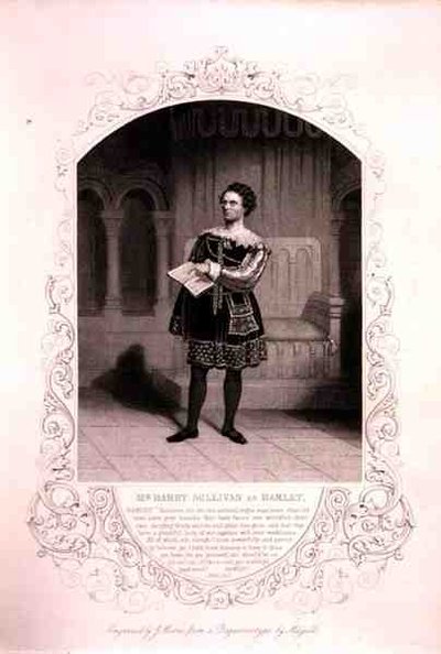 Mr Barry Sullivan als Hamlet, Act II Scene 2, in het toneelstuk van William Shakespeare (1564-1616) gegraveerd door J. Moore, naar een daguerreotype van J.P. Mayall (1810-1901) (gravure) door English School