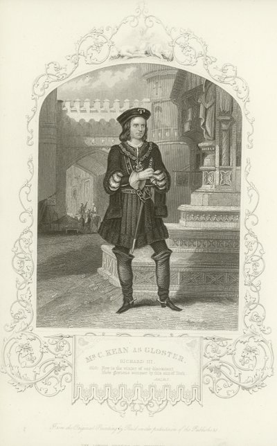 Meneer C Kean als Gloster, Richard III, Act I, scène I door English School