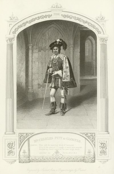 Meneer Charles Pitt als Gloster, Hendrik VI, Deel III door English School