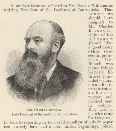 De heer Charles Russell, wijlen voorzitter van het Instituut van Journalisten door English School