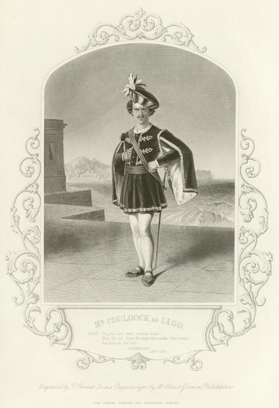Meneer Couldock als Iago, Othello, Act II, scène I door English School