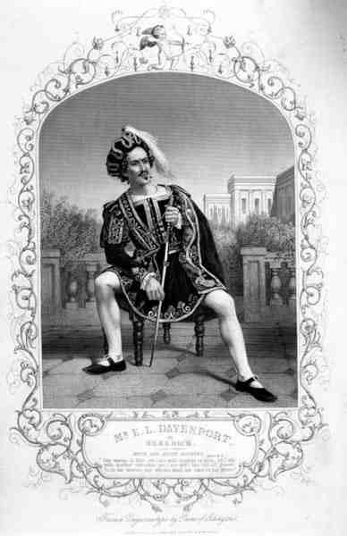 Mr E.L. Davenport als Benedick, Act II Scene 3, in Veel Gedoe om Niets, door William Shakespeare, van een daguerreotype door Paine van Islington (gravure) door English School