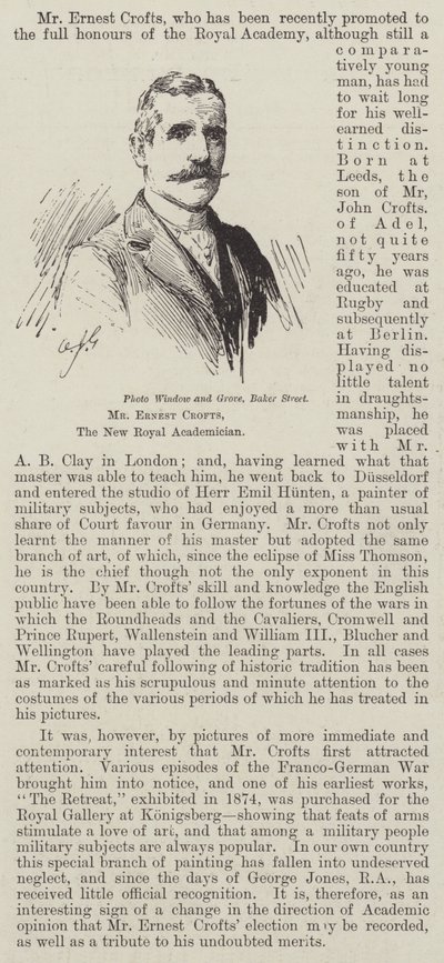De heer Ernest Crofts, de nieuwe Royal Academician (gravure) door English School