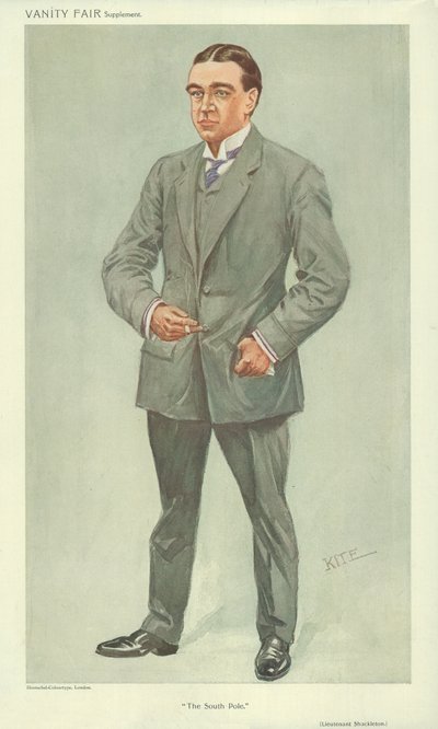 Mr Ernest Shackleton, De Zuidpool, 6 oktober 1909, Vanity Fair cartoon door English School