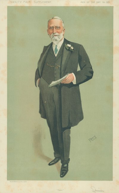 Mr Evan Spicer, Papier, 8 mei 1912, Vanity Fair cartoon door English School
