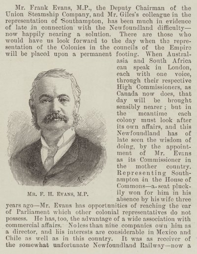Mr F H Evans, MP door English School