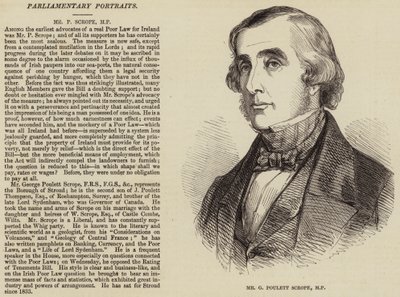 De heer G Poulett Scrope, MP (gravure) door English School