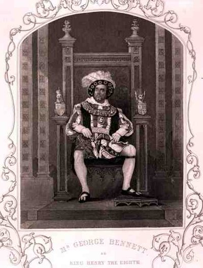 Mr George Bennett als koning Hendrik de Achtste, in het toneelstuk van William Shakespeare (1564-1616) door English School