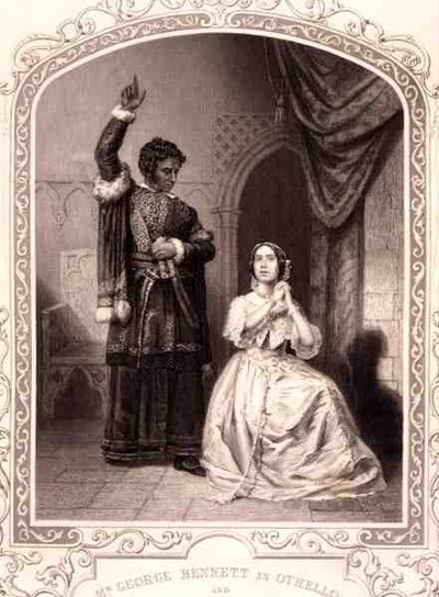 De Heer George Bennett als Othello en Mevrouw Jane Bennett als Desdemona, Act IV Scene 2, in Othello door William Shakespeare door English School