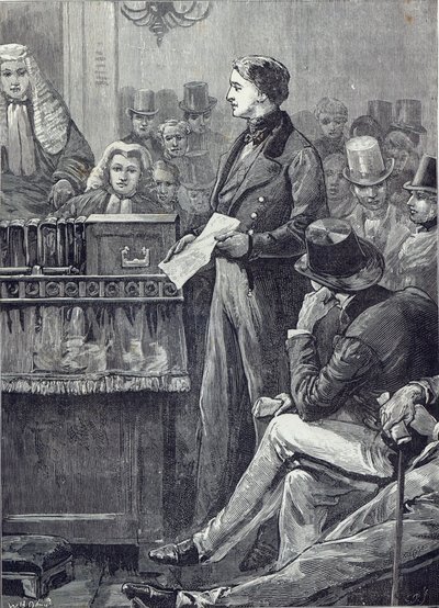 Mr Gladstone houdt zijn Maidenspeech in het Lagerhuis door English School